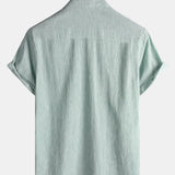 Men's Comfort Solid Green Sport Short Sleeve Shirt