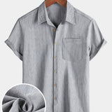 Men's Comfort Solid Sport Casual Grey Short Sleeve Shirt