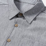 Men's Comfort Solid Sport Casual Grey Short Sleeve Shirt