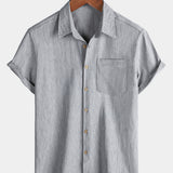 Men's Comfort Solid Sport Casual Grey Short Sleeve Shirt