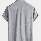 Men's Comfort Solid Sport Casual Grey Short Sleeve Shirt