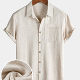 Men's Comfort Solid Sport Beige Short Sleeve Shirt