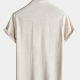 Men's Comfort Solid Sport Beige Short Sleeve Shirt
