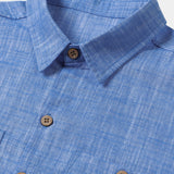 Men's Casual Breathable 100% Cotton Dual Pocket Short Sleeve Collar Shirt