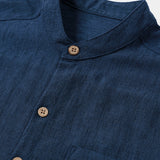 Men's Casual Solid Henley Collar Summer  Short Sleeve Shirt