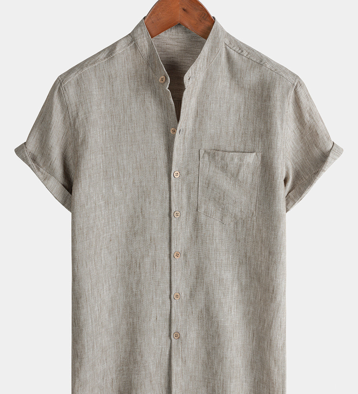 Men's Casual Solid Henley Collar Summer  Short Sleeve Shirt
