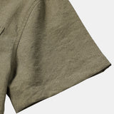 Men's Casual Solid Stand Collar Half Placket Short Sleeve Shirt