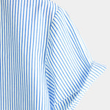 Men's Cotton Henley Breathable Stand Collar Solid Color Short Sleeve Classic Vertical Striped Shirt