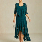 Floral Chiffon Sleeveless Evening Gown with Asymmetrical Hem