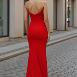 Daris Gown - Red - Cat-Eye Scoop Neckline Dress