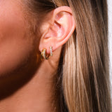 Duo Layered Hoops & Flora Crystal Hoops Stacking Set in Gold