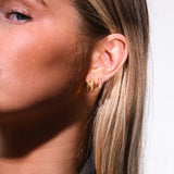 Duo Layered Hoops & Flora Crystal Hoops Stacking Set in Gold