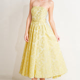 BUTTERCUP BLOOM LEMON YELLOW MIDI DRESS