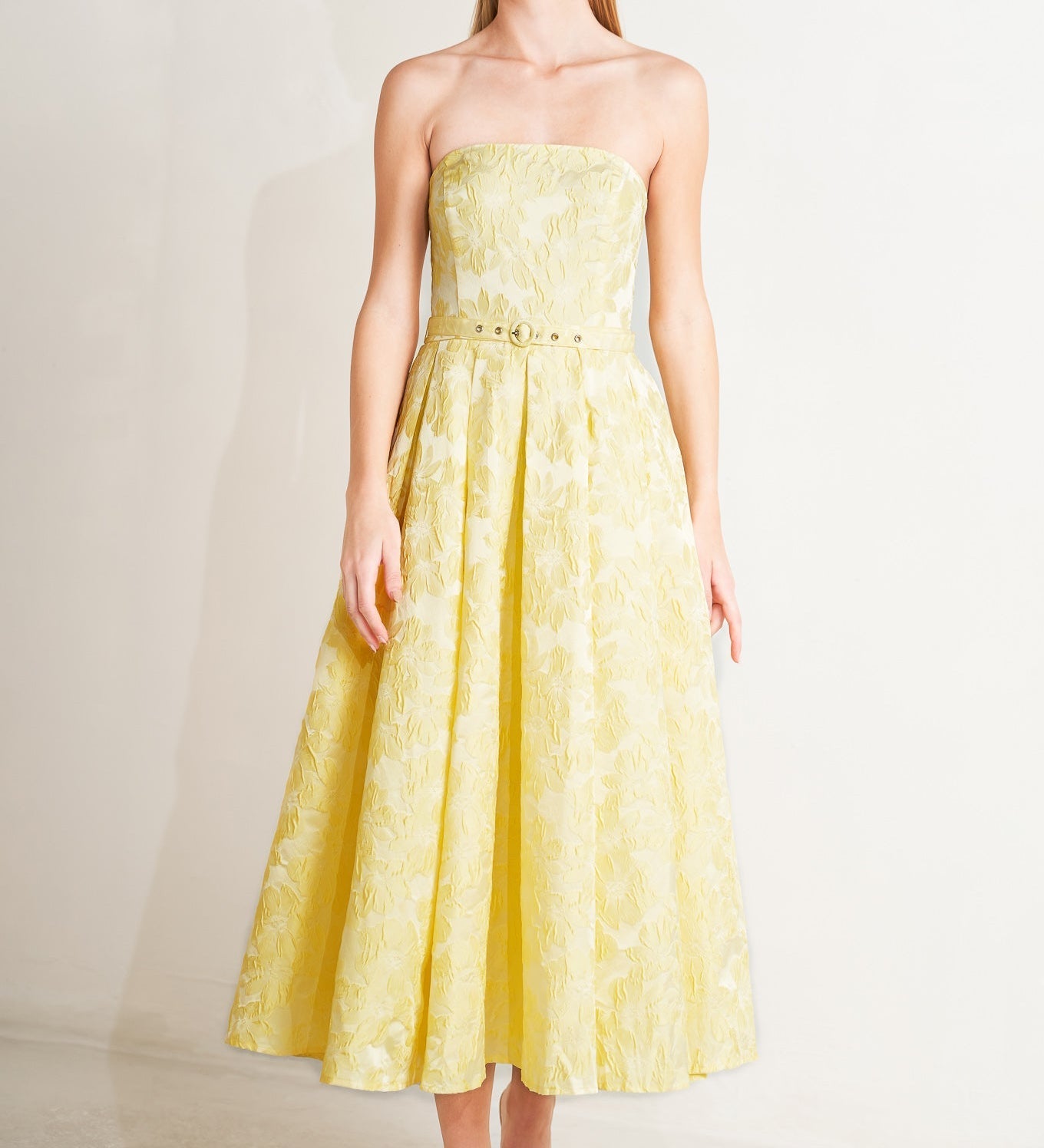 BUTTERCUP BLOOM LEMON YELLOW MIDI DRESS