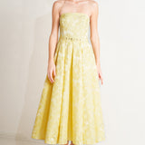 BUTTERCUP BLOOM LEMON YELLOW MIDI DRESS