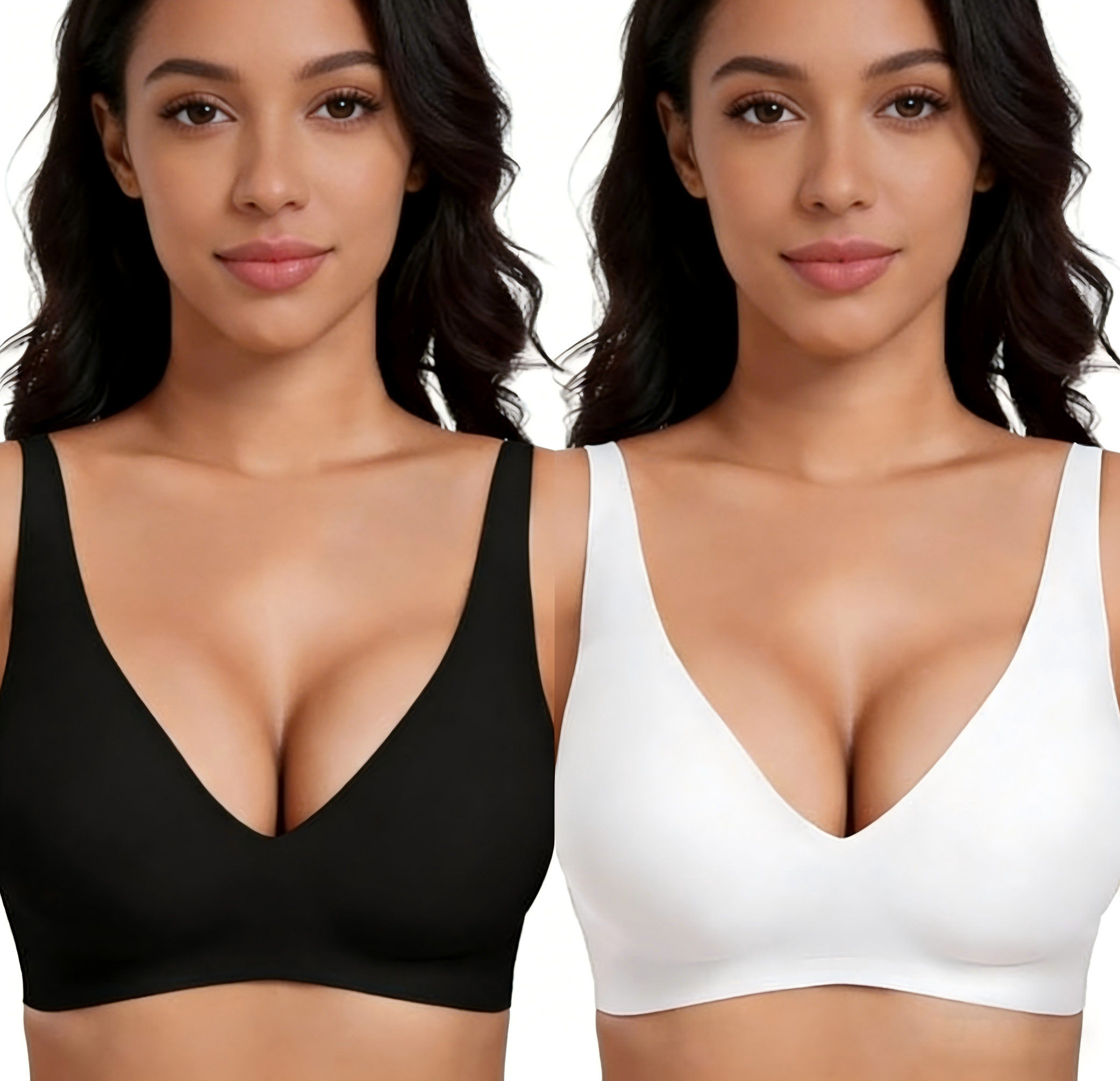 💗Summer Hot Sale - Only ￡9.99!!⚡50K+ SOLD💕 Jelly Wireless Womens Comfortable Wireless Bras Push Up Bralettes Seamless Tshirts Bras Deep V Everyday Bras