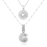 2pc 14k Diamond Letter Initial Necklaces