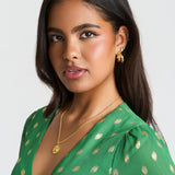 Green Foil Chiffon Midi Dress