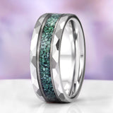 Green Moss Agate Wedding Band in Tungsten Carbide (8mm)