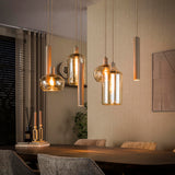 Hanglamp Avelore - 7-lichts - Beige - Amberglas - Met Spots