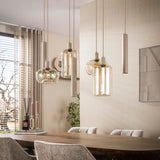 Hanglamp Avelore - 7-lichts - Beige - Amberglas - Met Spots