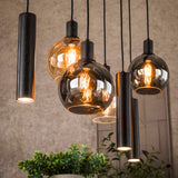 Hanglamp Luneo - 7-lichts - Amber Mix - Glas - Met Spots