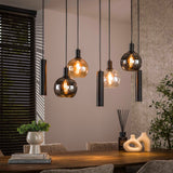 Hanglamp Luneo - 7-lichts - Amber Mix - Glas - Met Spots