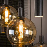 Hanglamp Luneo - 9-lichts - Amber Mix - Glas - Met Spots