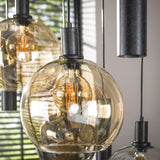 Hanglamp Luneo - 9-lichts - Amber Mix - Glas - Met Spots