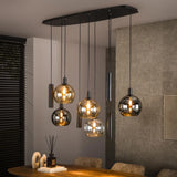 Hanglamp Luneo - 9-lichts - Amber Mix - Glas - Met Spots