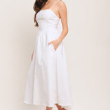CLOUD PETAL WHITE DENIM MIDI DRESS