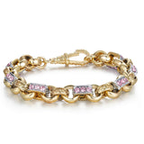 PINK 10MM TWO TONE GOLD & SILVER GYPSY LINK BRACELET