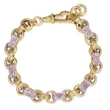 PINK 10MM TWO TONE GOLD & SILVER GYPSY LINK BRACELET