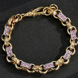 PINK 10MM TWO TONE GOLD & SILVER GYPSY LINK BRACELET