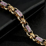 PINK 10MM TWO TONE GOLD & SILVER GYPSY LINK BRACELET