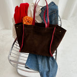 Framed Mimi - Suede Espresso with Red