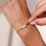 Personalised Matching Set 3cm Letter Bar & Engraved Bracelet in Gold