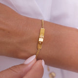 Personalised Matching Set 3cm Letter Bar & Engraved Bracelet in Gold