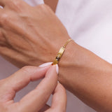 Personalised Matching Set 3cm Letter Bar & Engraved Bracelet in Gold