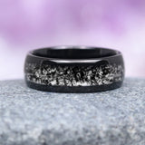 Rutilated Quartz Wedding Band – 8mm Black Tungsten Carbide