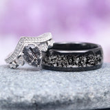Rutilated Quartz Wedding Band – 8mm Black Tungsten Carbide