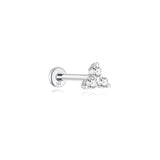 Piercing de orelha brilhante Trinity em ouro maciço 14K