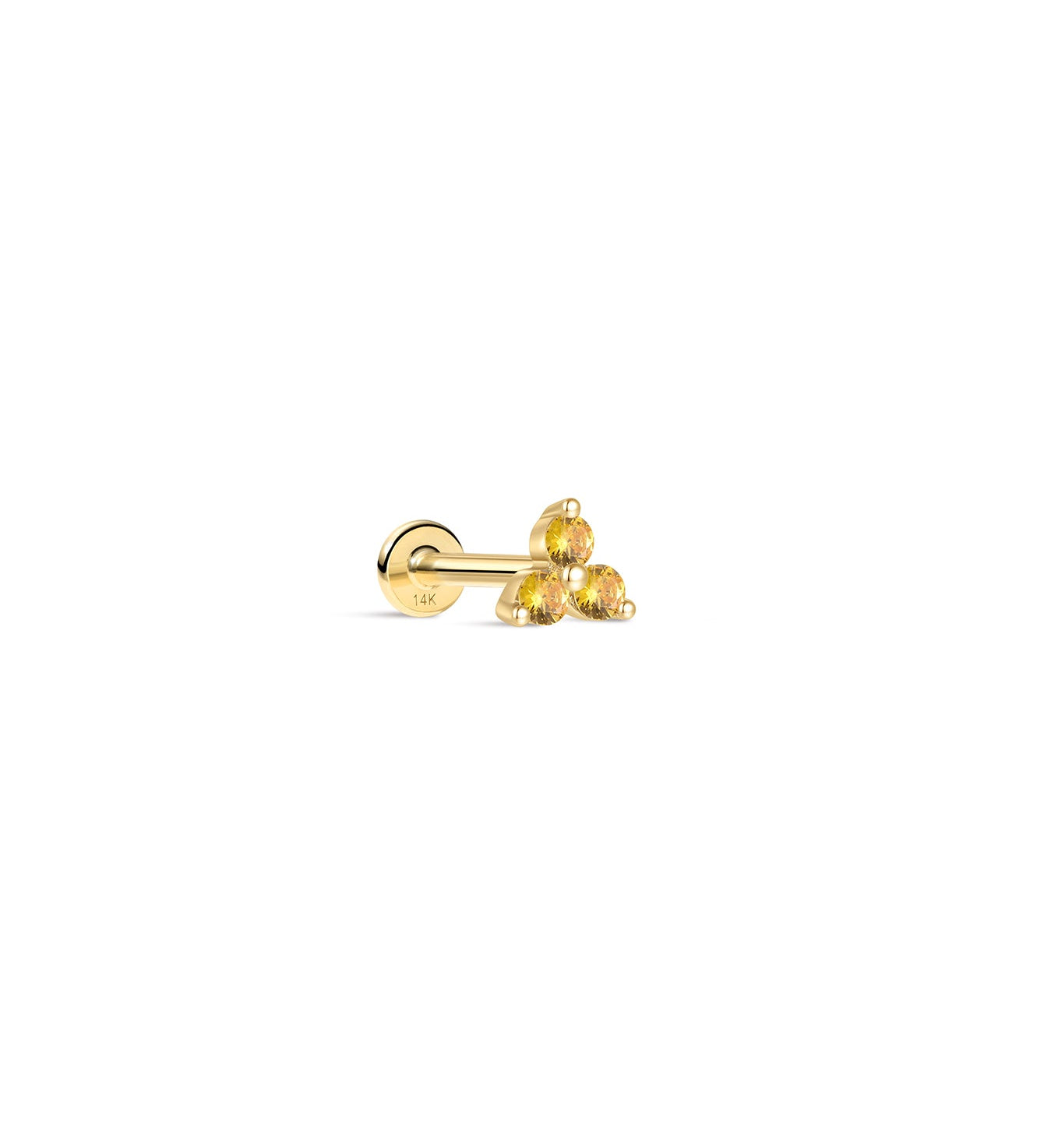 Brinco de pedra de nascimento brilhante Trinity em ouro maciço 14K