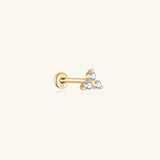 Piercing de orelha brilhante Trinity em ouro maciço 14K