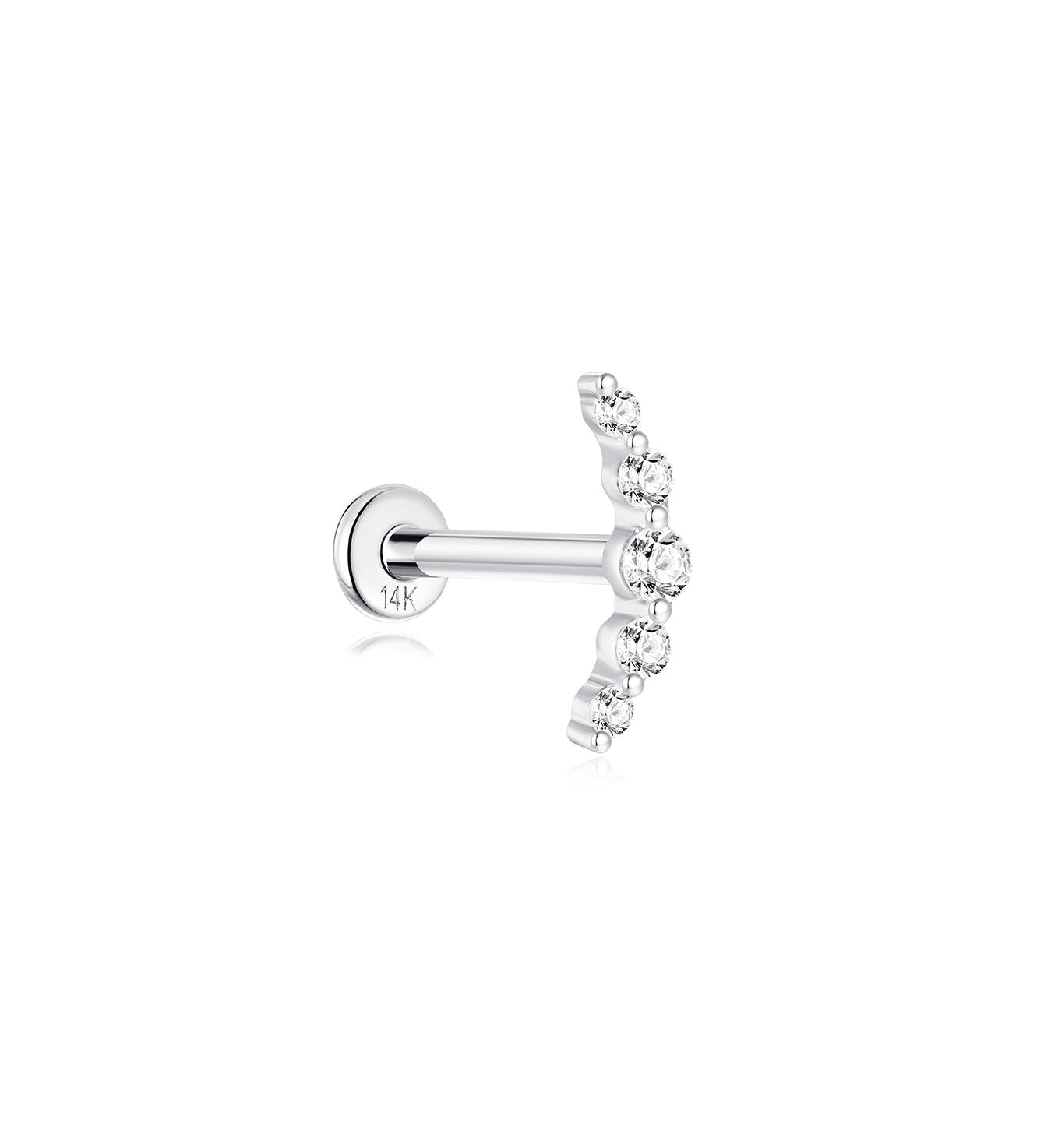 Piercing de orelha crescente em ouro maciço 14K