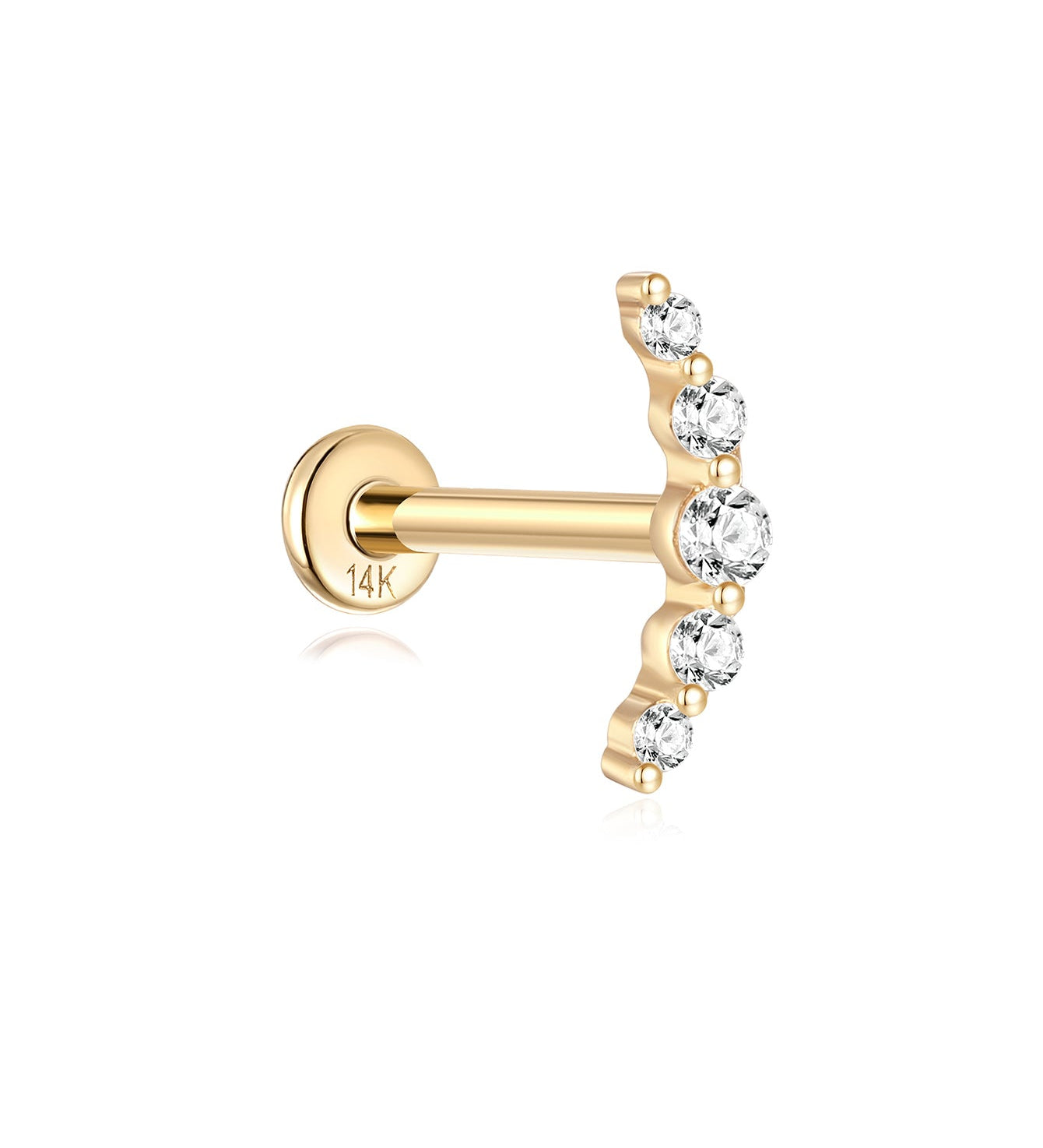 Piercing de orelha crescente em ouro maciço 14K