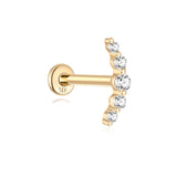 Piercing de orelha crescente em ouro maciço 14K