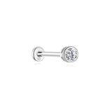 Piercing de orelha com rosca de zircão em ouro maciço 14K