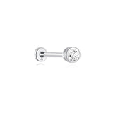 Piercing de orelha com rosca de zircão em ouro maciço 14K
