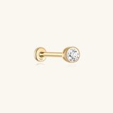Piercing de orelha com rosca de zircão em ouro maciço 14K